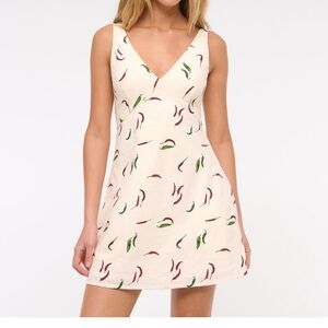 A&F V-Neck Linen Blend Dress in Pepper Print